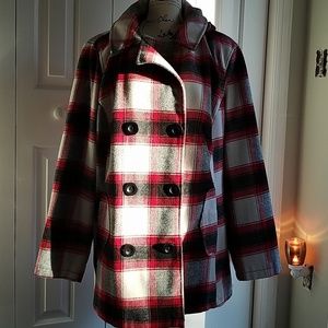 Faded glory plaid pea coat